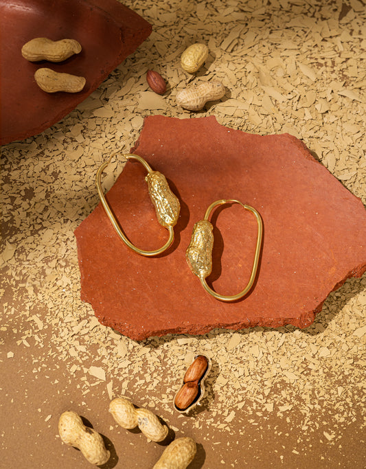 Peanut inspired gold platted sustainable jewellery 