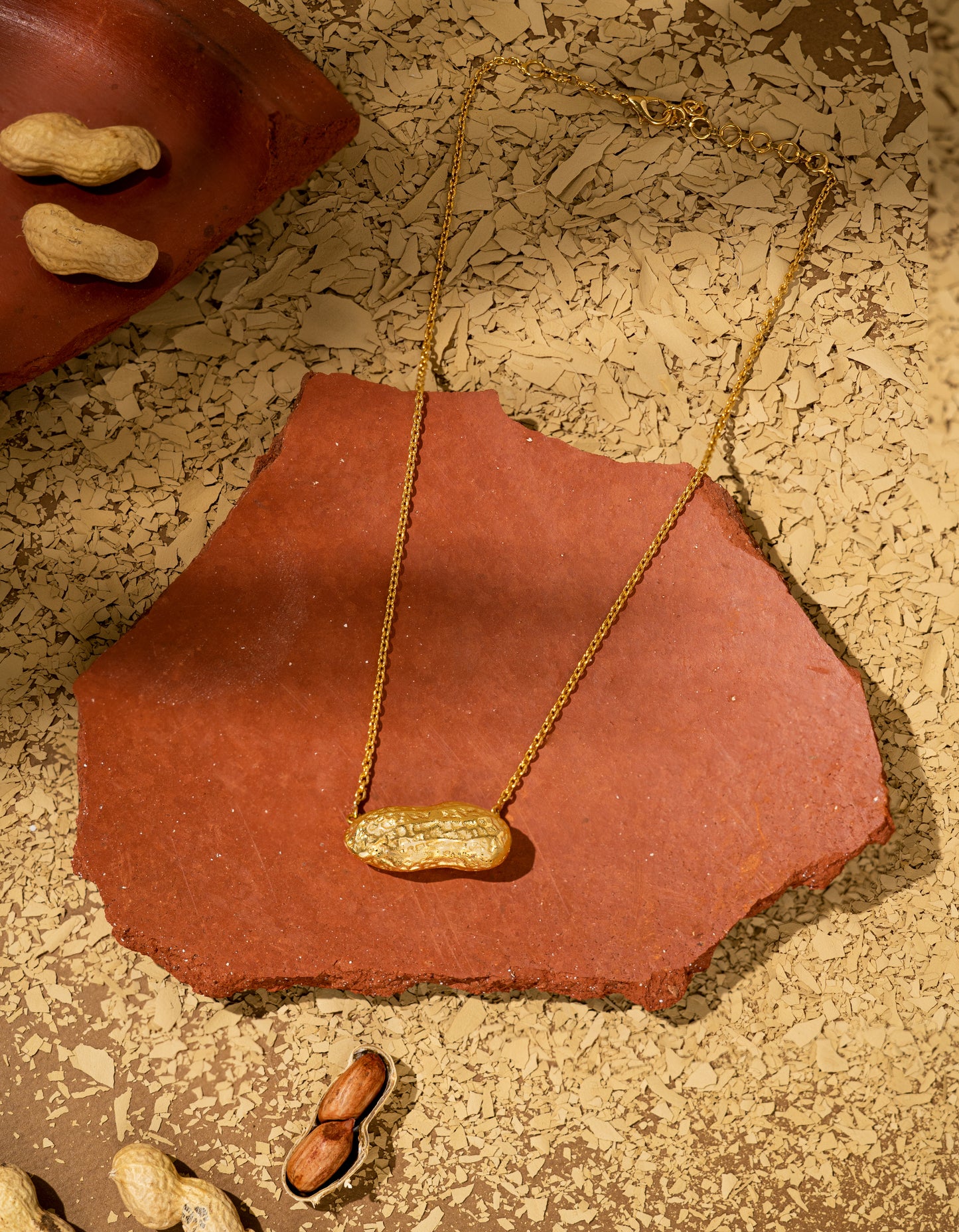 Peanut inspired gold platted jewellery
