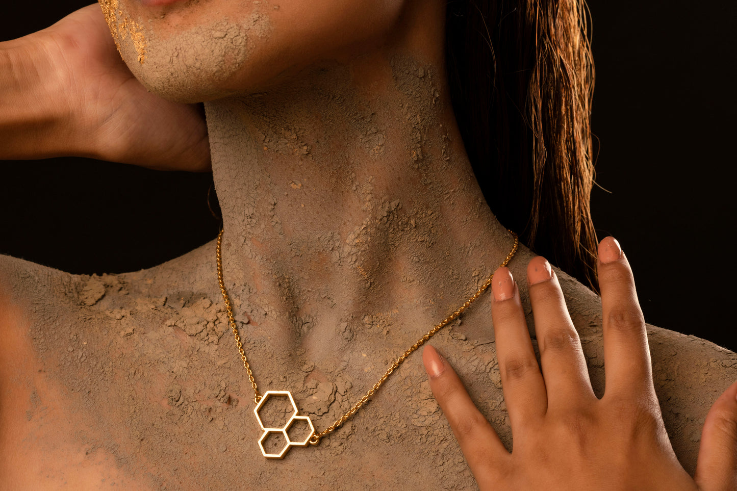 Artisanal inspired gold platted honey necklace