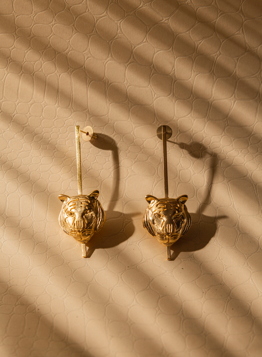 Tiger gold plated sustainable  earrings